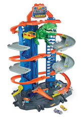 Hot Wheels Ultimate Garage Track Set with 2 Toy Cars with Multi-Level Side-by-Side Racetrack, Storage for 100+ 1:64 Scale Vehicles For Kids Ages 5 And Up